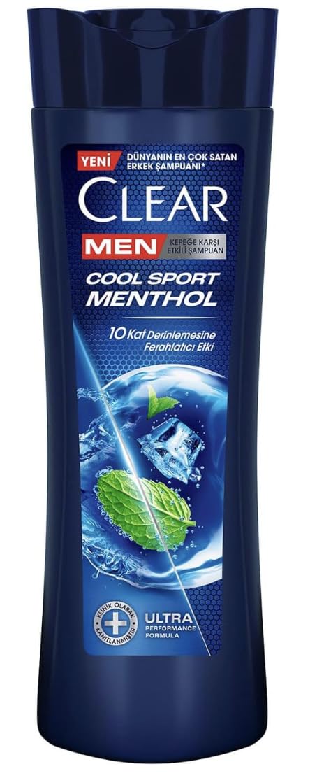 Clear Men Cool Sport Menthol bottle closeup for refreshing cleanse