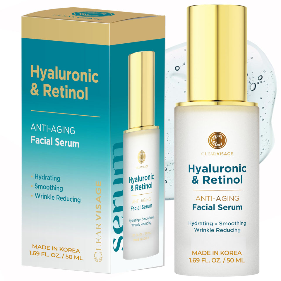 Clear Visage serum bottle top view highlighting hydration-ready packaging