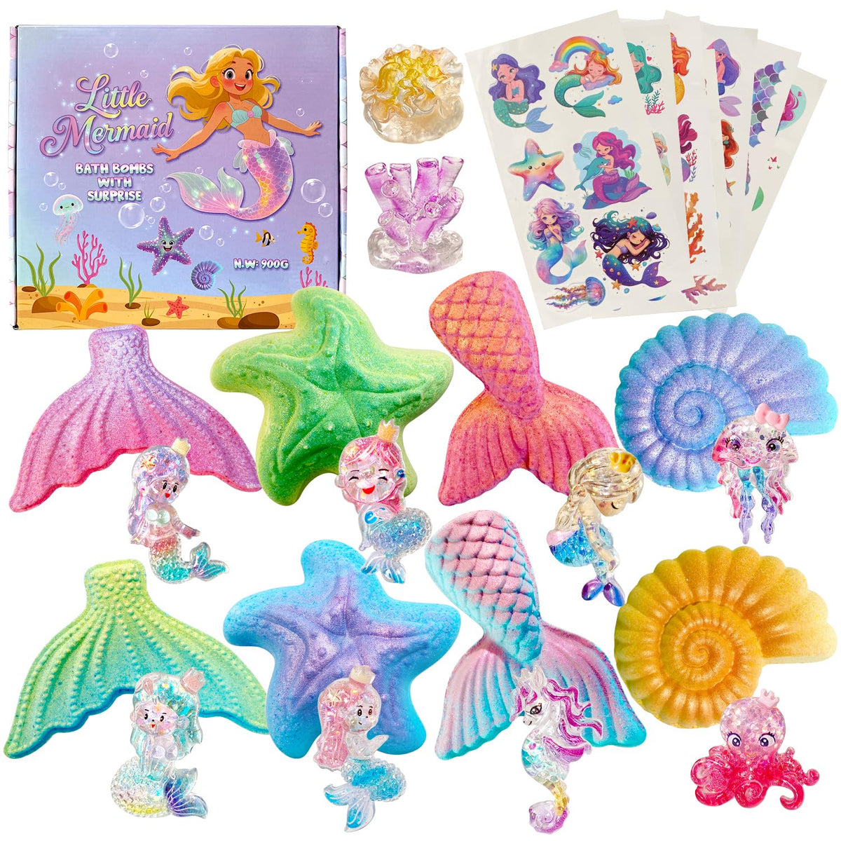 Clear&Fresh mermaid bath bomb with surprise toy for engaging bath time fun