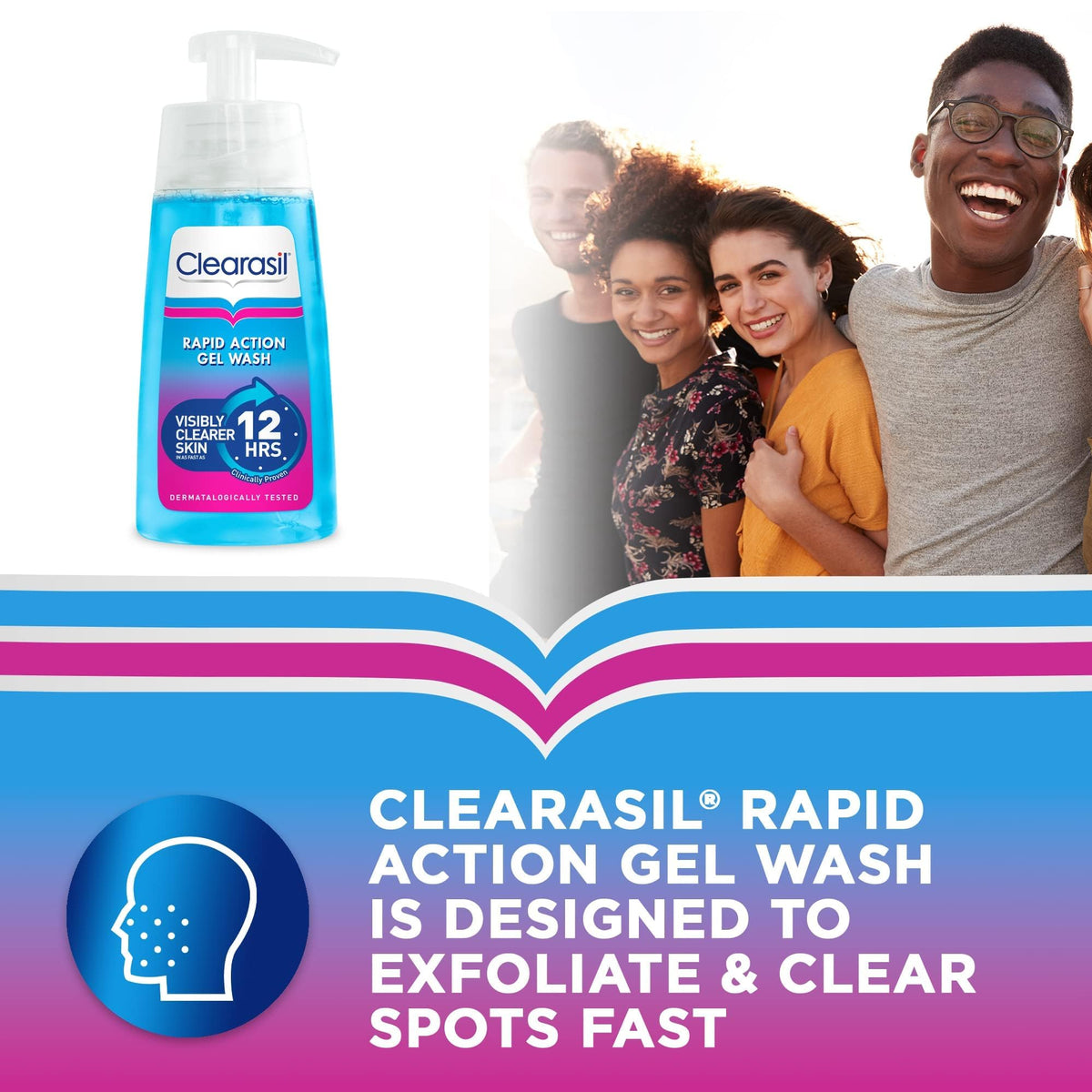 Creamy foaming lather from Clearasil gel wash on skin during cleansing.