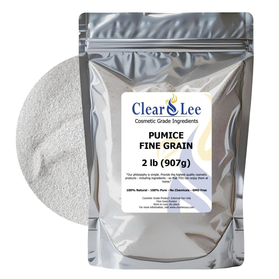 ClearLee cosmetic-grade pumice fine powder in bag ideal for gentle facial exfoliation.