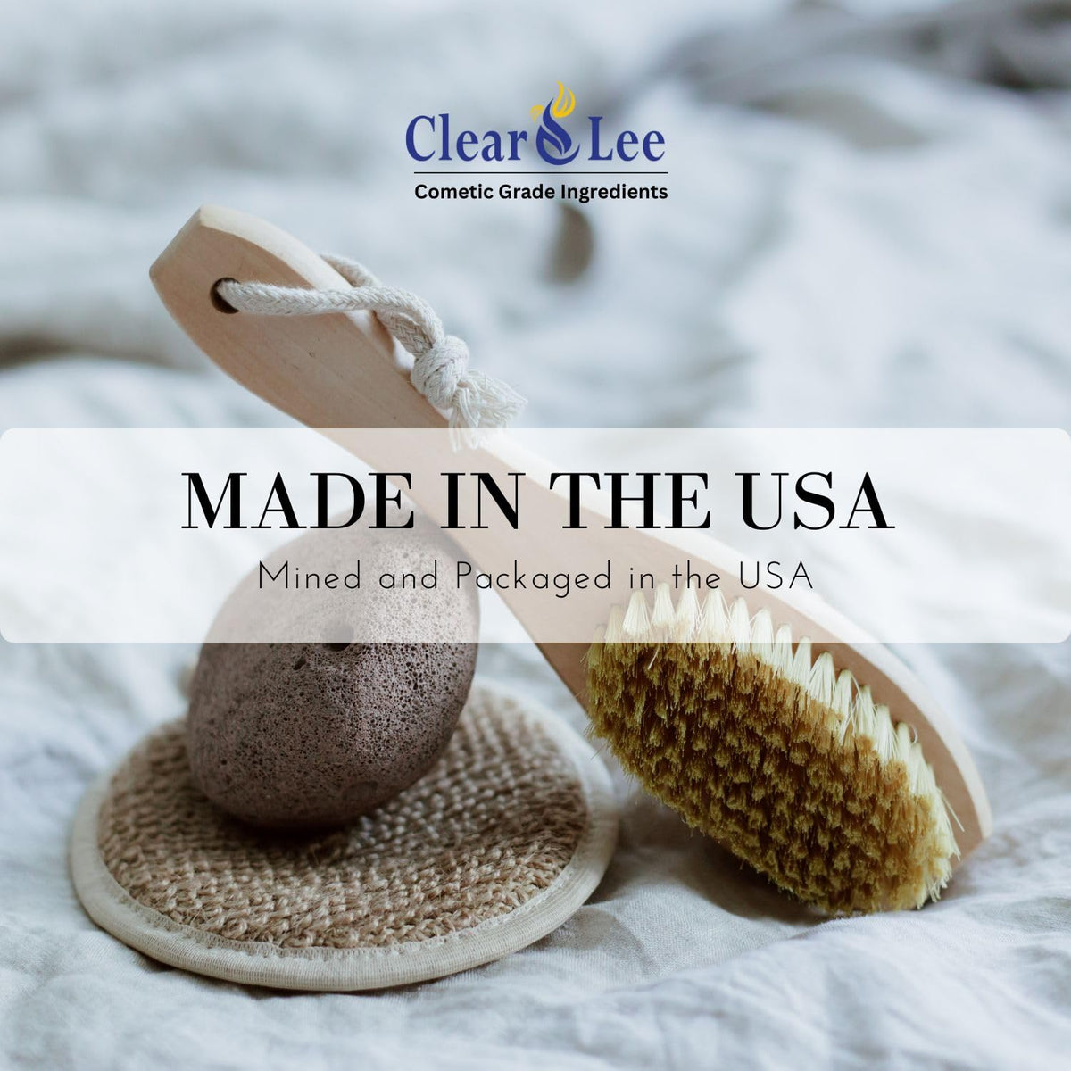 ClearLee pumice powder in resealable bag stores easily for multiple uses.