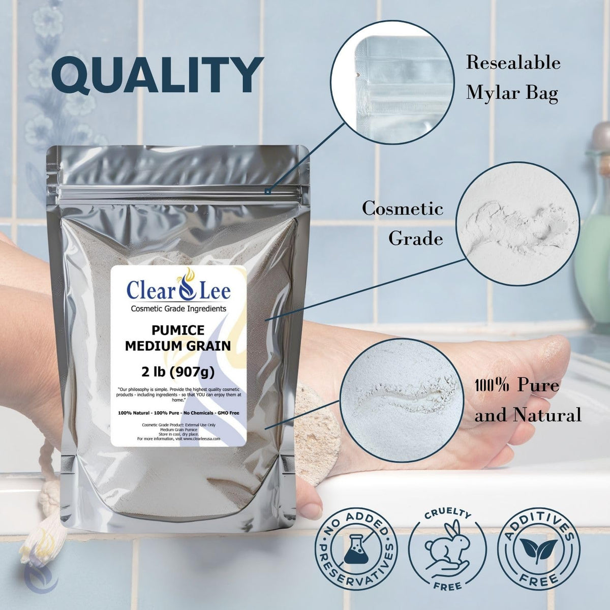 ClearLee pumice removes dead skin gently on hands and feet for smoother skin.