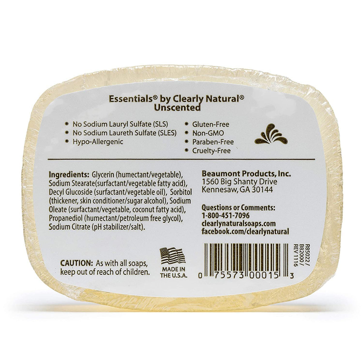 Six-bar pack of Clearly Natural glycerin soap labeled for easy restocking.