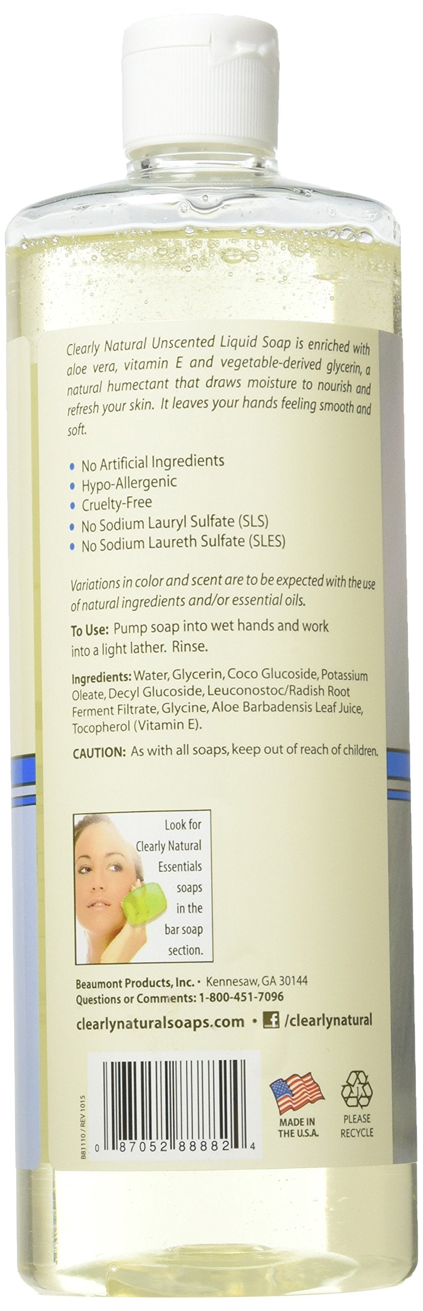 Clearly Natural refill packaging image shows unscented hand soap for eco-friendly refills