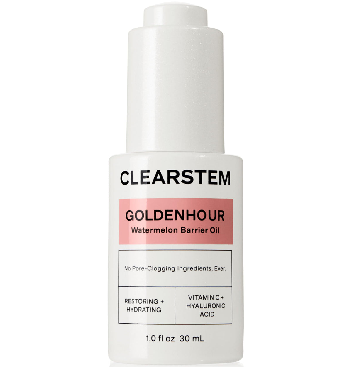CLEARSTEM GOLDENHOUR bottle front signals deep hydration and glow.