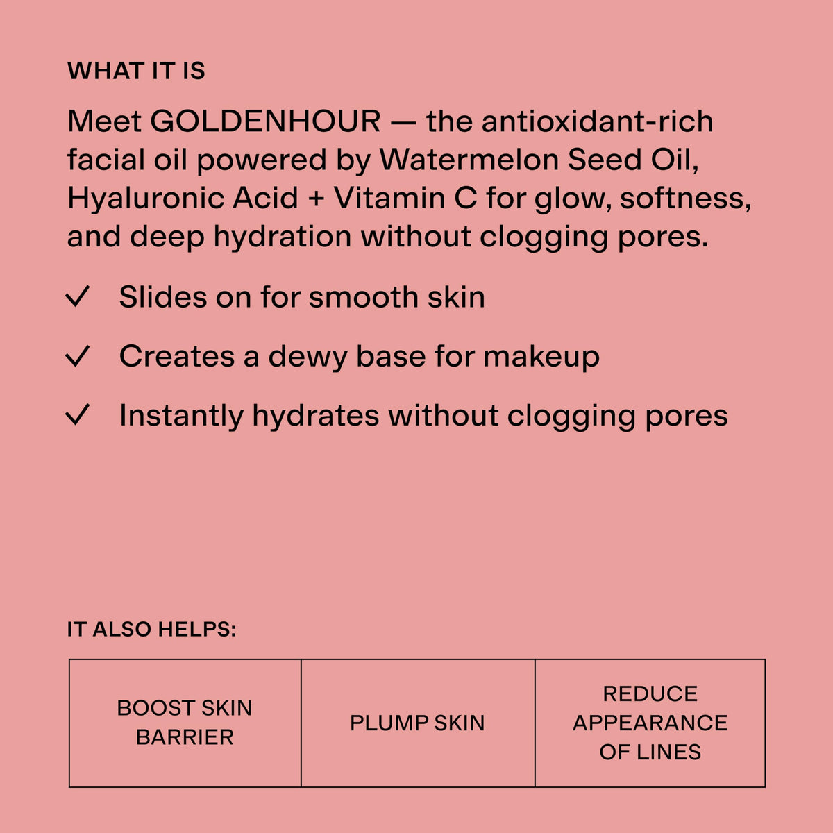 CLEARSTEM GOLDENHOUR oil drops show lightweight texture absorbing fast.