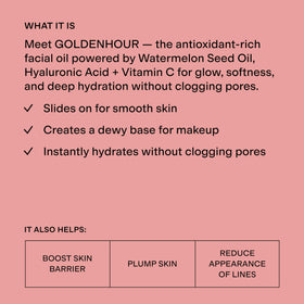 CLEARSTEM GOLDENHOUR oil drops show lightweight texture absorbing fast.