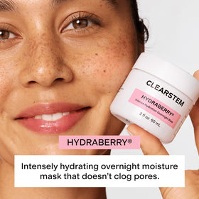 Texture swirl of Hydraberry cream on a clean fingertip for rich hydration