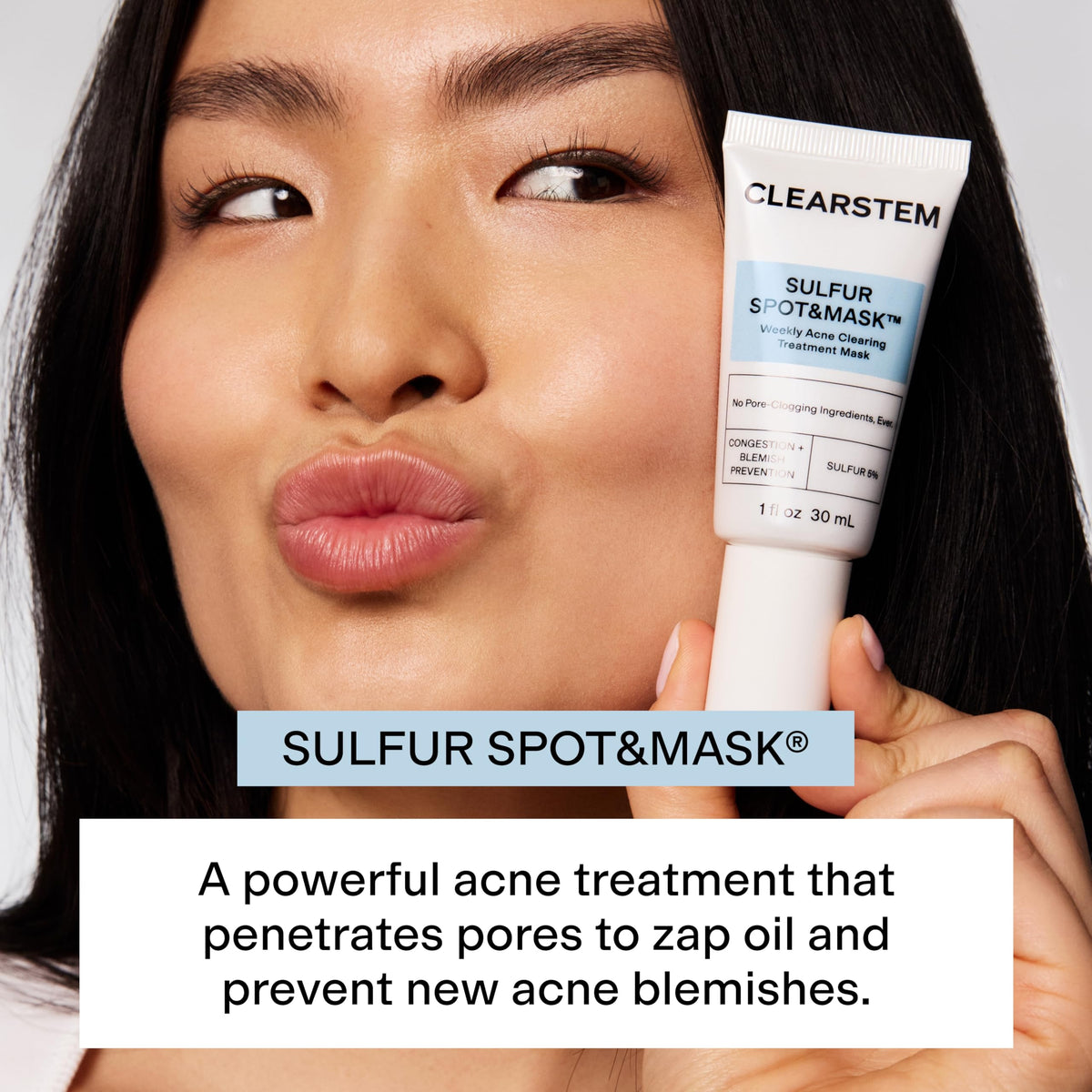 Closeup of CLEARSTEM sulfur mask texture illustrating clay-based absorption.