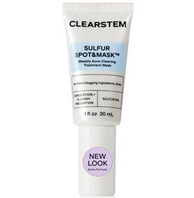 CLEARSTEM Sulfur Spot Mask jar showing texture refinement and balanced skin.