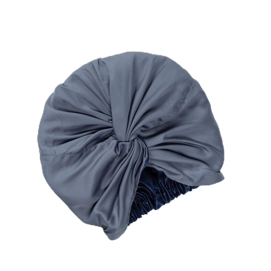 Essentials by Clementine bonnet in Blue Lagoon close-up showing moisture lock for overnight hair care.