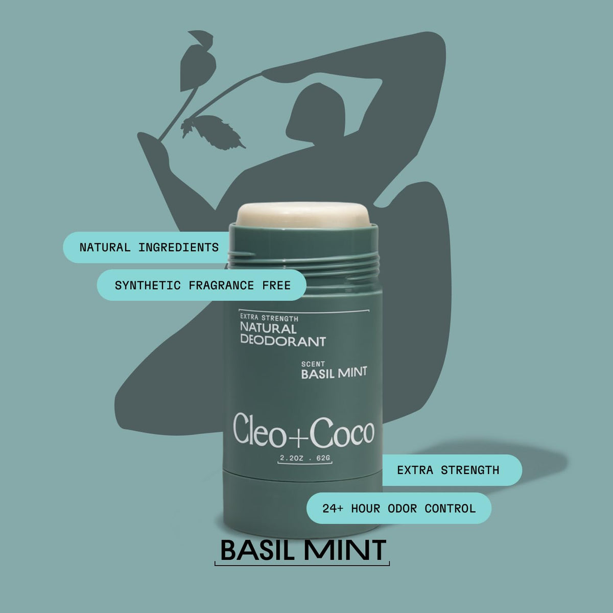 Cleo + Coco activated charcoal and magnesium, deodorant balm close-up