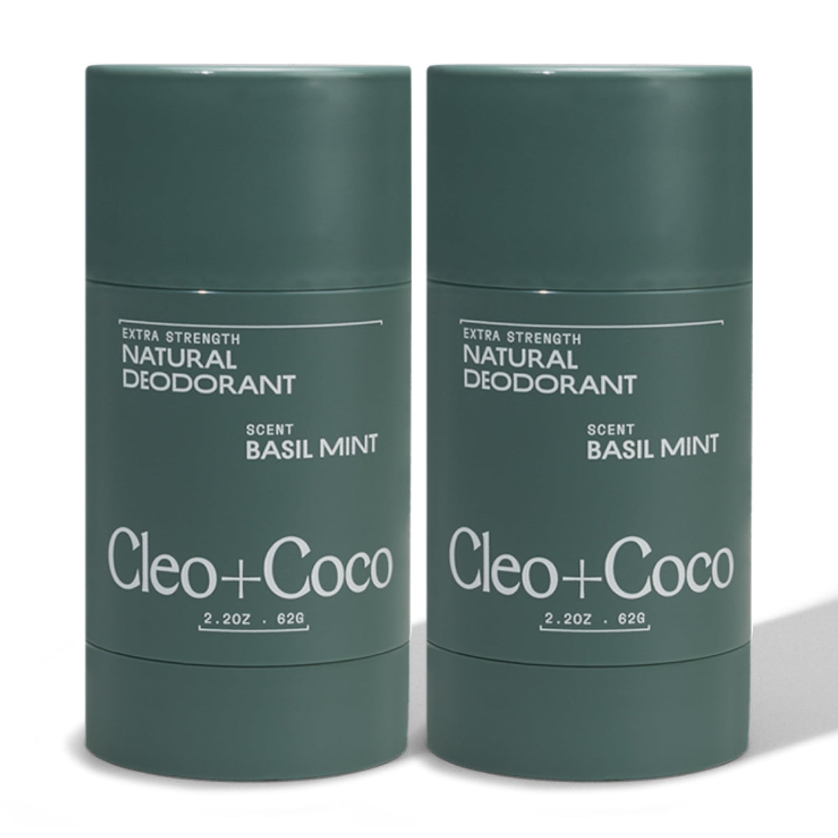 Cleo + Coco Basil Mint balm packaging front, compact travel size