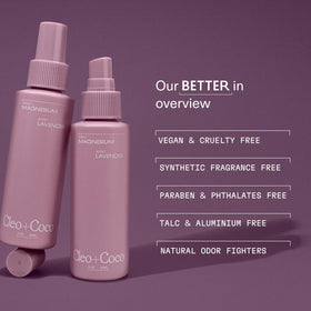 Cleo + Coco spray on shoulder to soothe tired muscles.