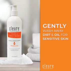 Closeup of Cleure cleanser foam demonstrates gentle lather ideal for daily use.