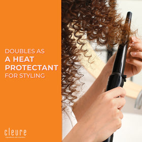 Curly hair treated with Cleure for added slip and shine.