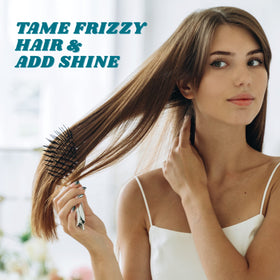Straight hair after Cleure leave-in conditioner for smooth manageability.