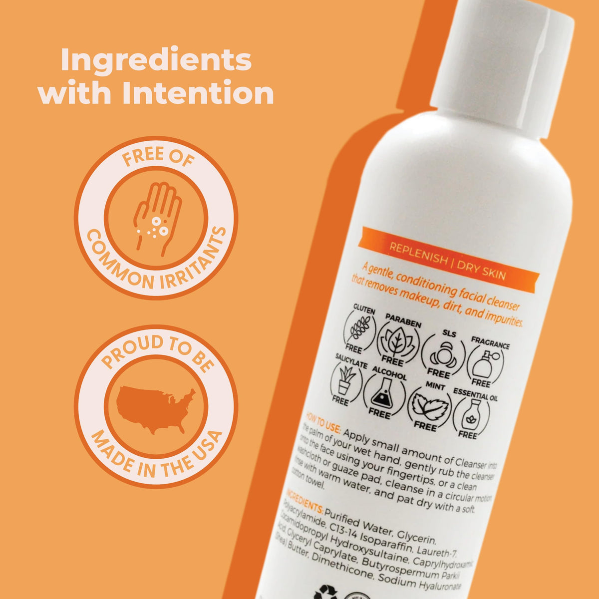 Cleure Gentle Face Cleanser packaging highlights sodium hyaluronate for moisture