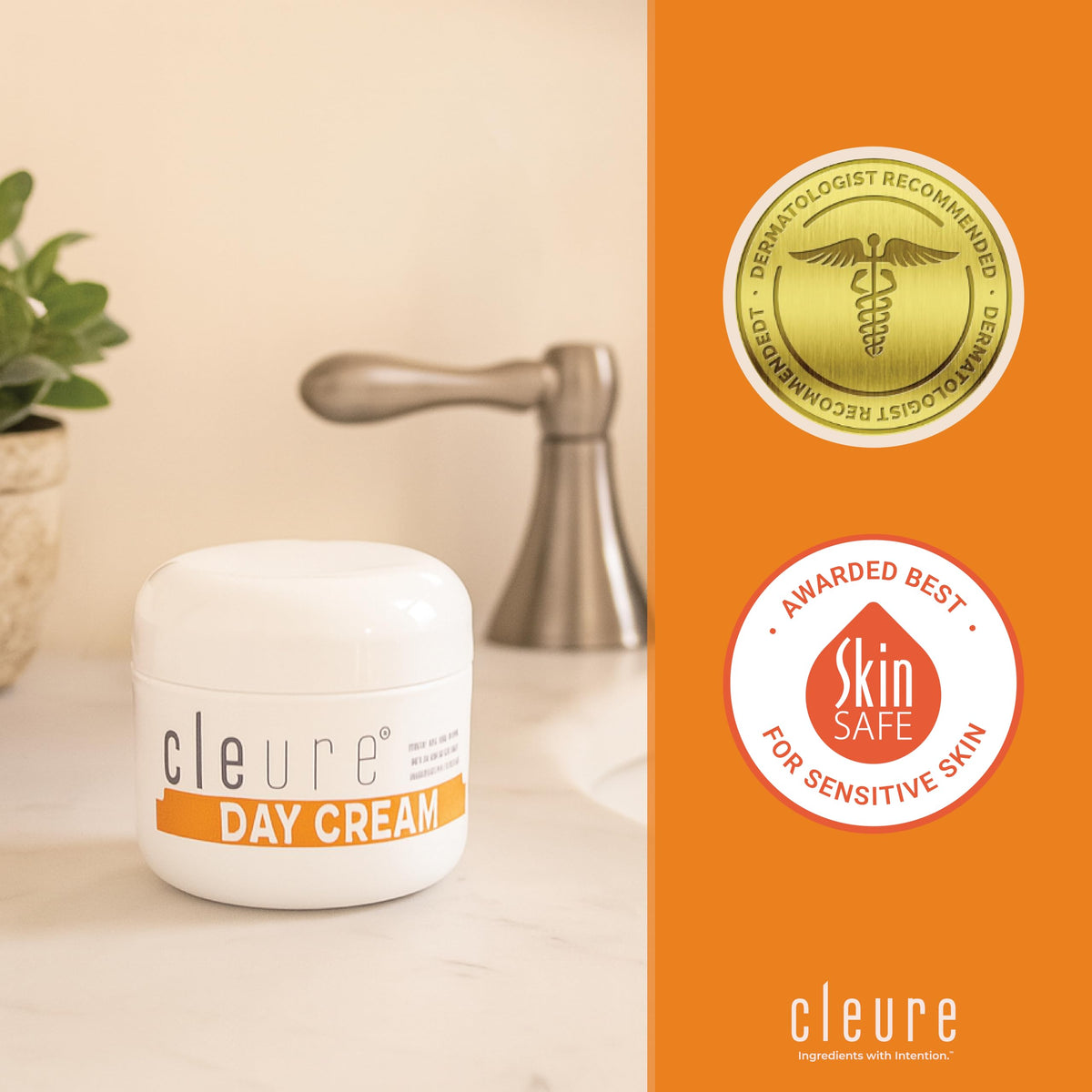 Cleure packaging box shown, compact and travel-friendly.