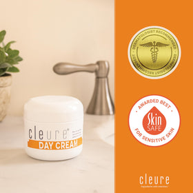 Cleure packaging box shown, compact and travel-friendly.
