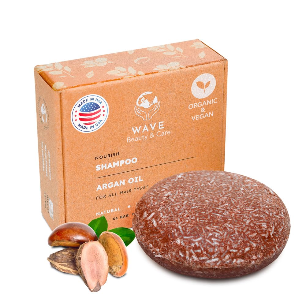 Clever Yoga Wave Argan Oil Shampoo Bar unwrapped for a gentle cleanse with nourishing argan
