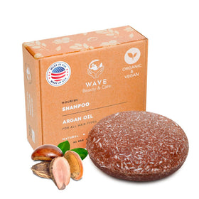Clever Yoga Wave Argan Oil Shampoo Bar unwrapped for a gentle cleanse with nourishing argan