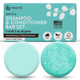 Clever Yoga Wave Eucalyptus shampoo bar packaging emphasizes eco-friendly materials.