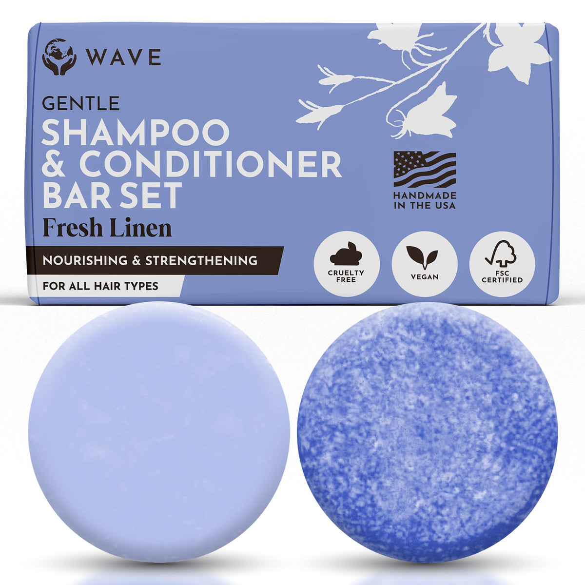 Clever Yoga Wave Fresh Linen shampoo bar, travel-friendly and mess-free.