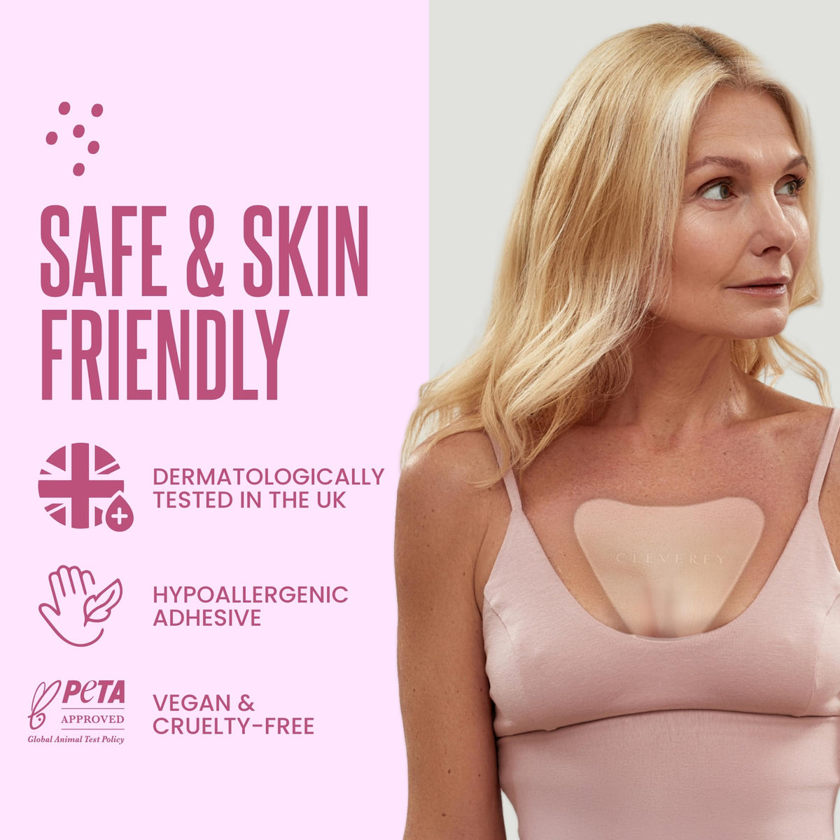 CLEVERFY decollete patch in V shape for secure night wear