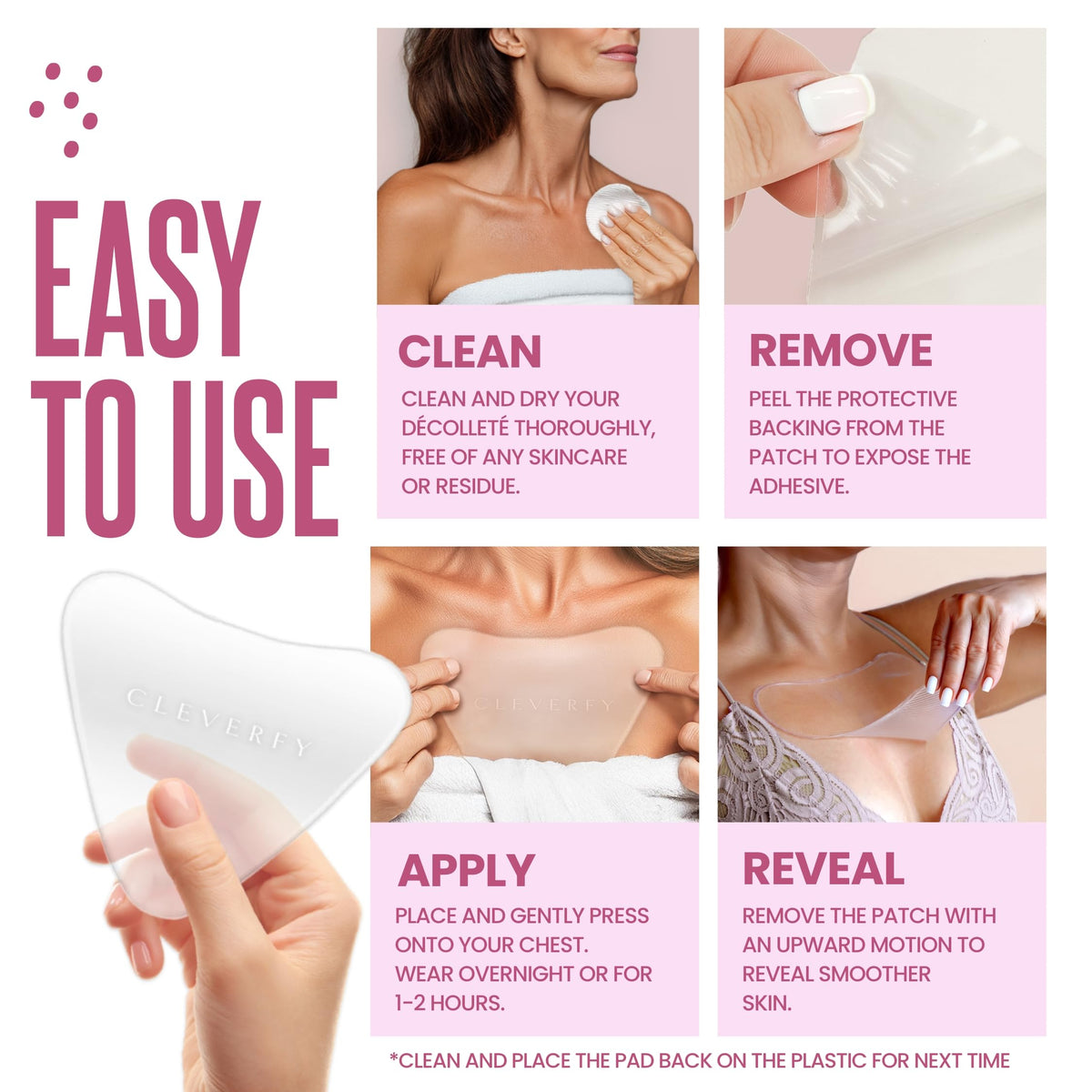 CLEVERFY dermatologist approved latex free adhesive on chest patches