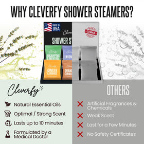 CLEVERFY Shower Steamer Lavender creating calming scent in bathroom.