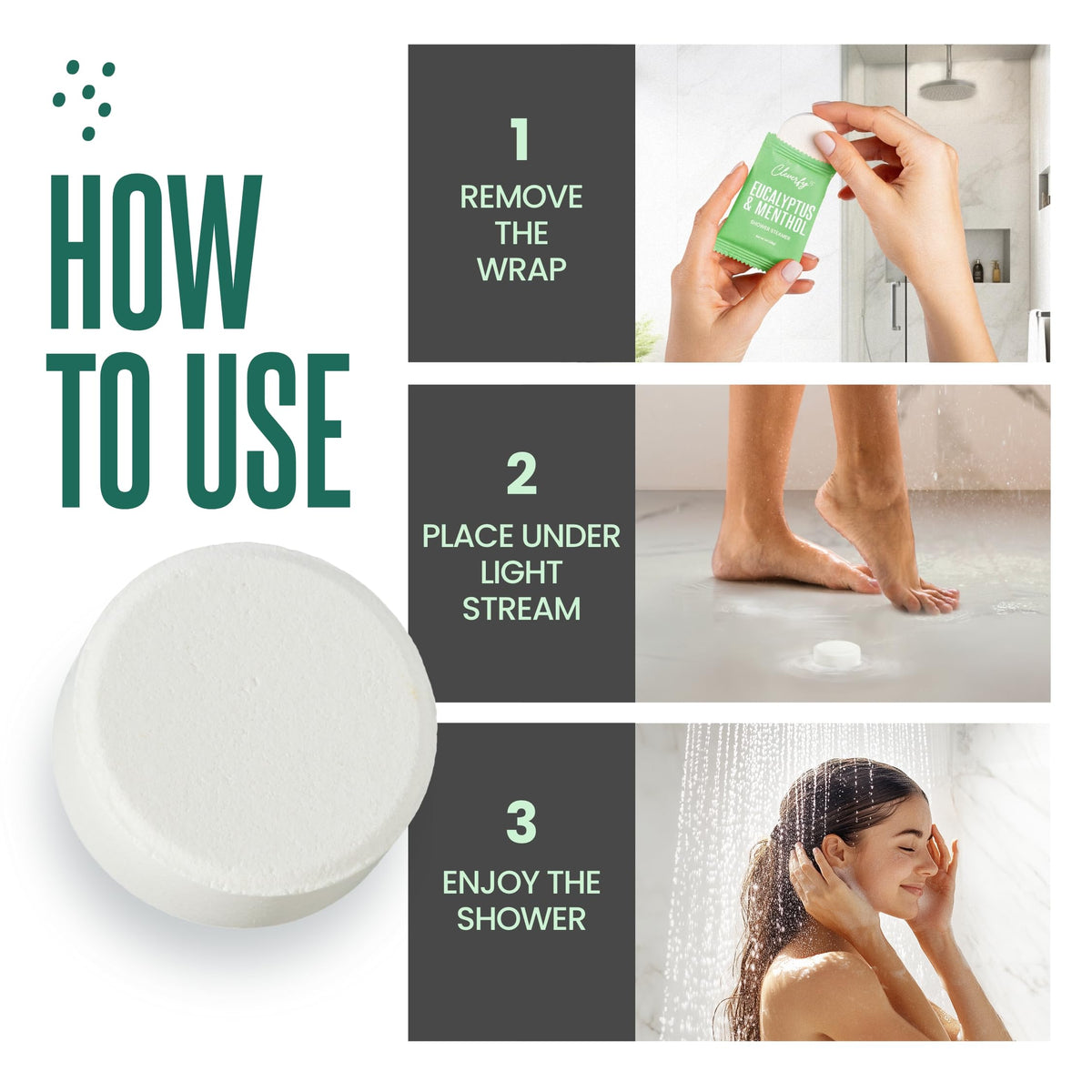 CLEVERFY Shower Steamer pack and box, compact self-care gift idea.
