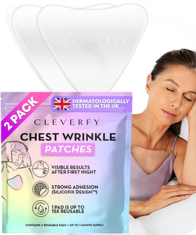 CLEVERFY silicone chest patches on décolleté providing overnight smoothing