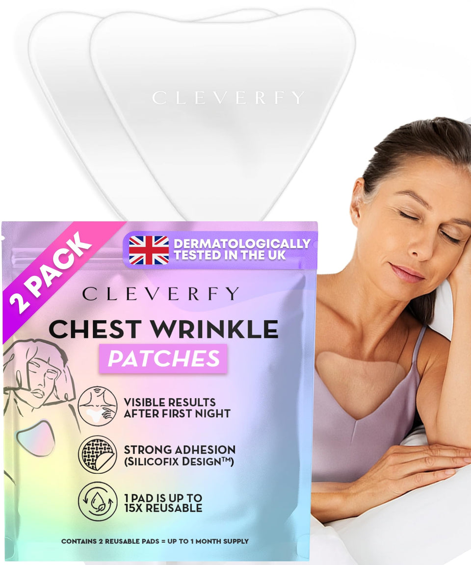 CLEVERFY silicone chest patches on décolleté providing overnight smoothing