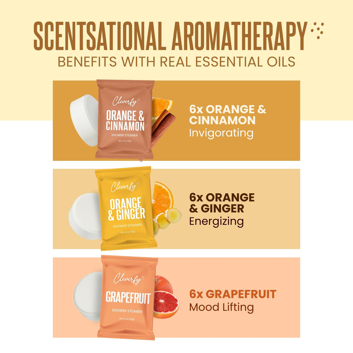 CLEVERFY USA-made aromatherapy shower steamers with cruelty-free ingredients