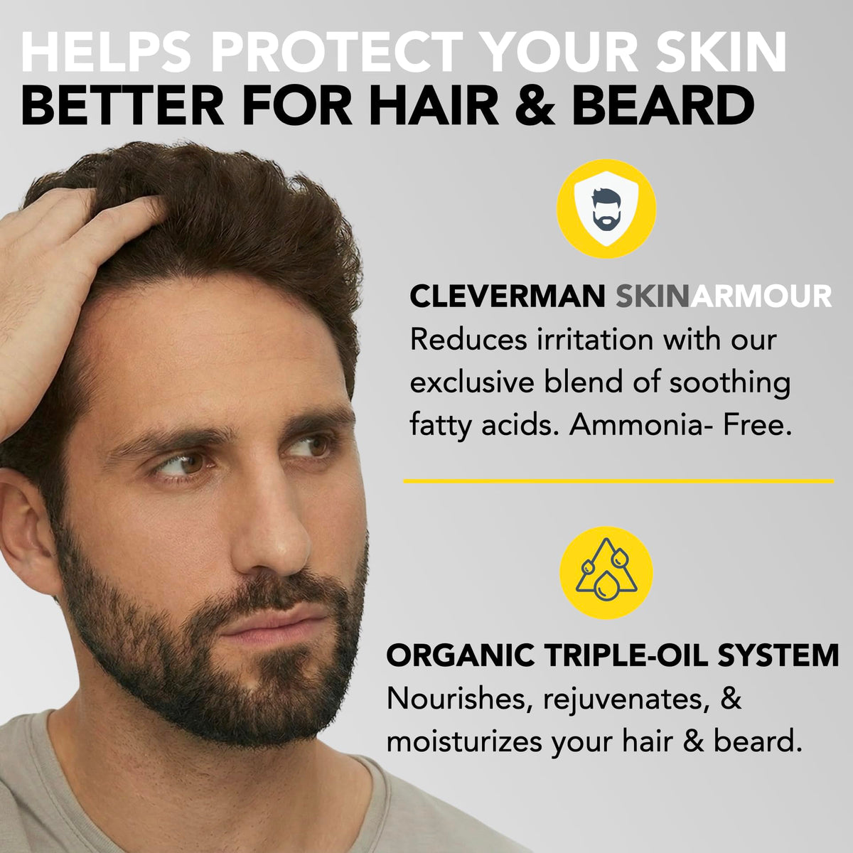 Cleverman ammonia-free formula gentler on hair and skin