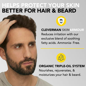 Cleverman ammonia-free formula gentler on hair and skin