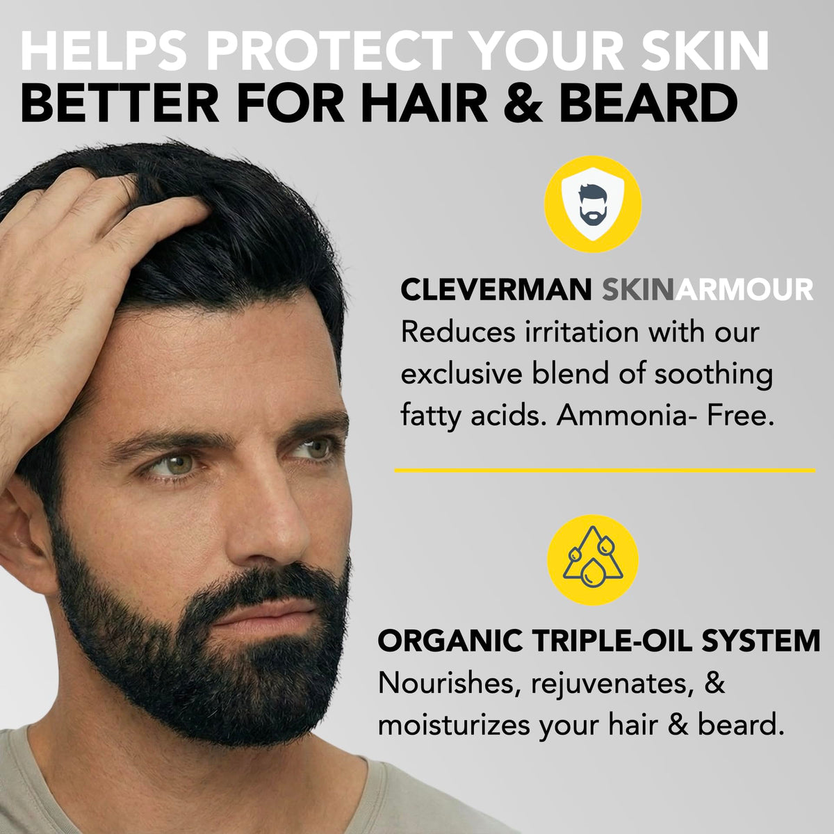 CLEVERMAN Long-lasting color lasts up to five weeks for facial hair.