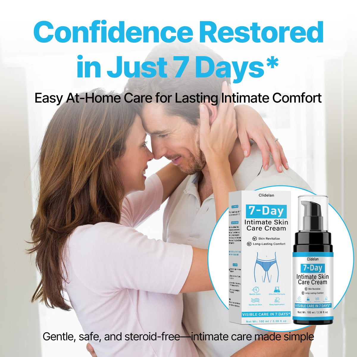 Clidelan foreskin care cream tube on counter ready for discreet application