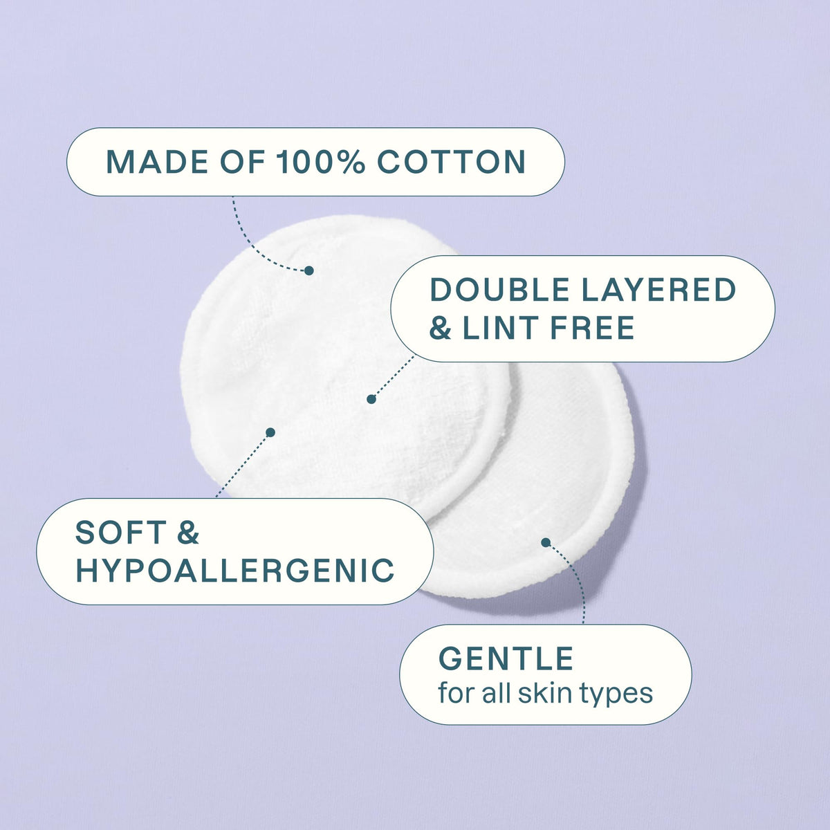 Cliganic hypoallergenic, lint-free pads reduce irritation during cleansing.
