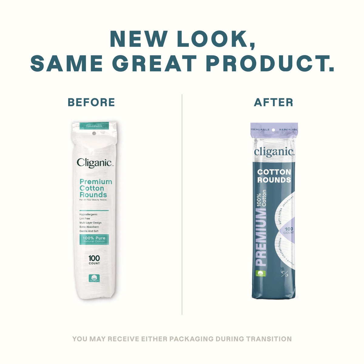 Cliganic pads close-up show soft cotton texture for gentle removal.