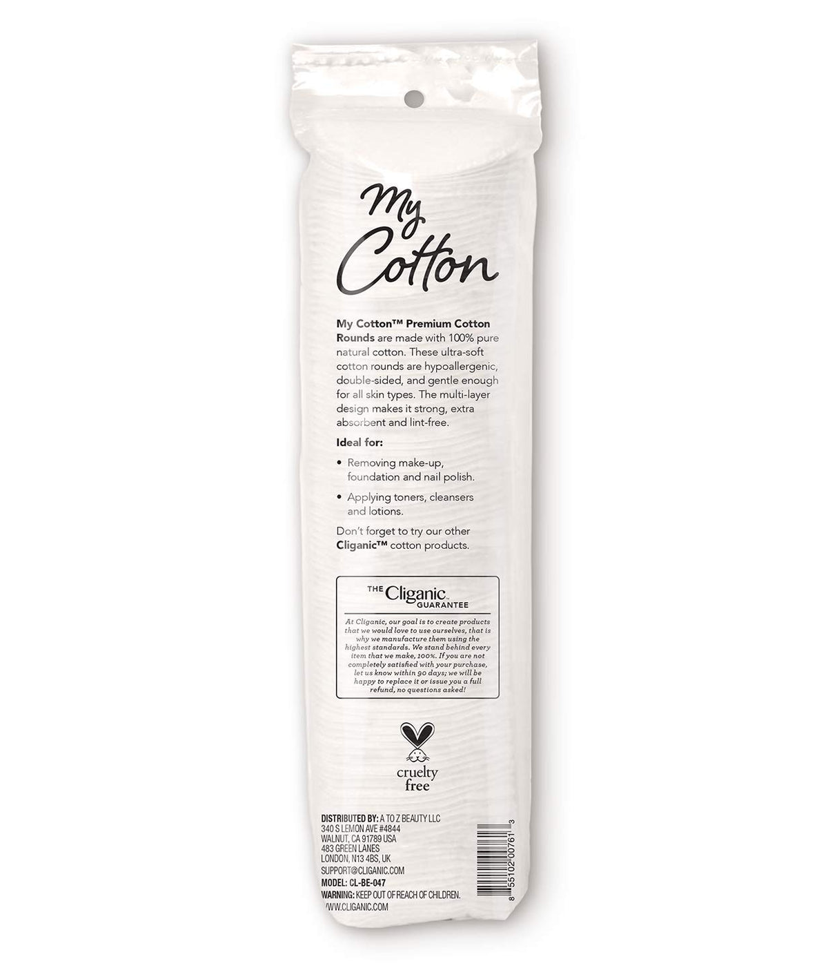 Cliganic Cotton Rounds multi-layer absorbent pads for daily cleansing.