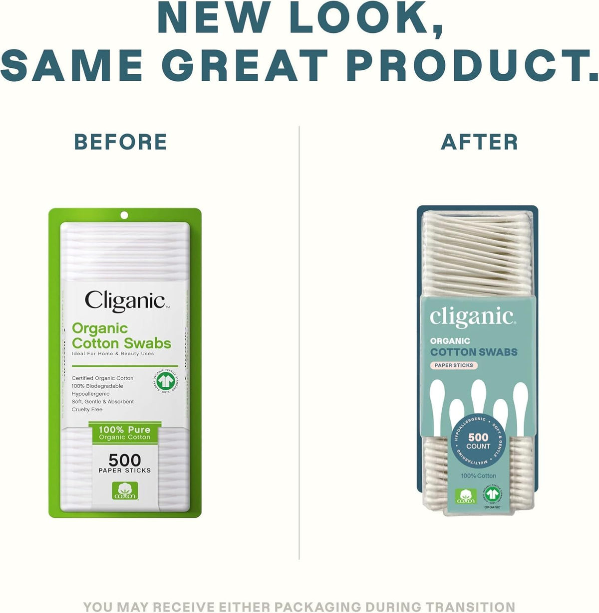 Cliganic cotton tip close-up, highlighting gentle, hypoallergenic comfort.