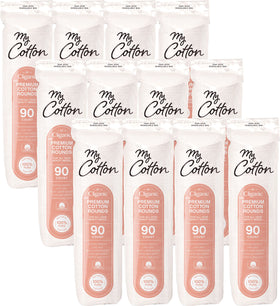 Cliganic My Cotton Rounds bulk pack close-up showing plush cotton layers for gentle removal.
