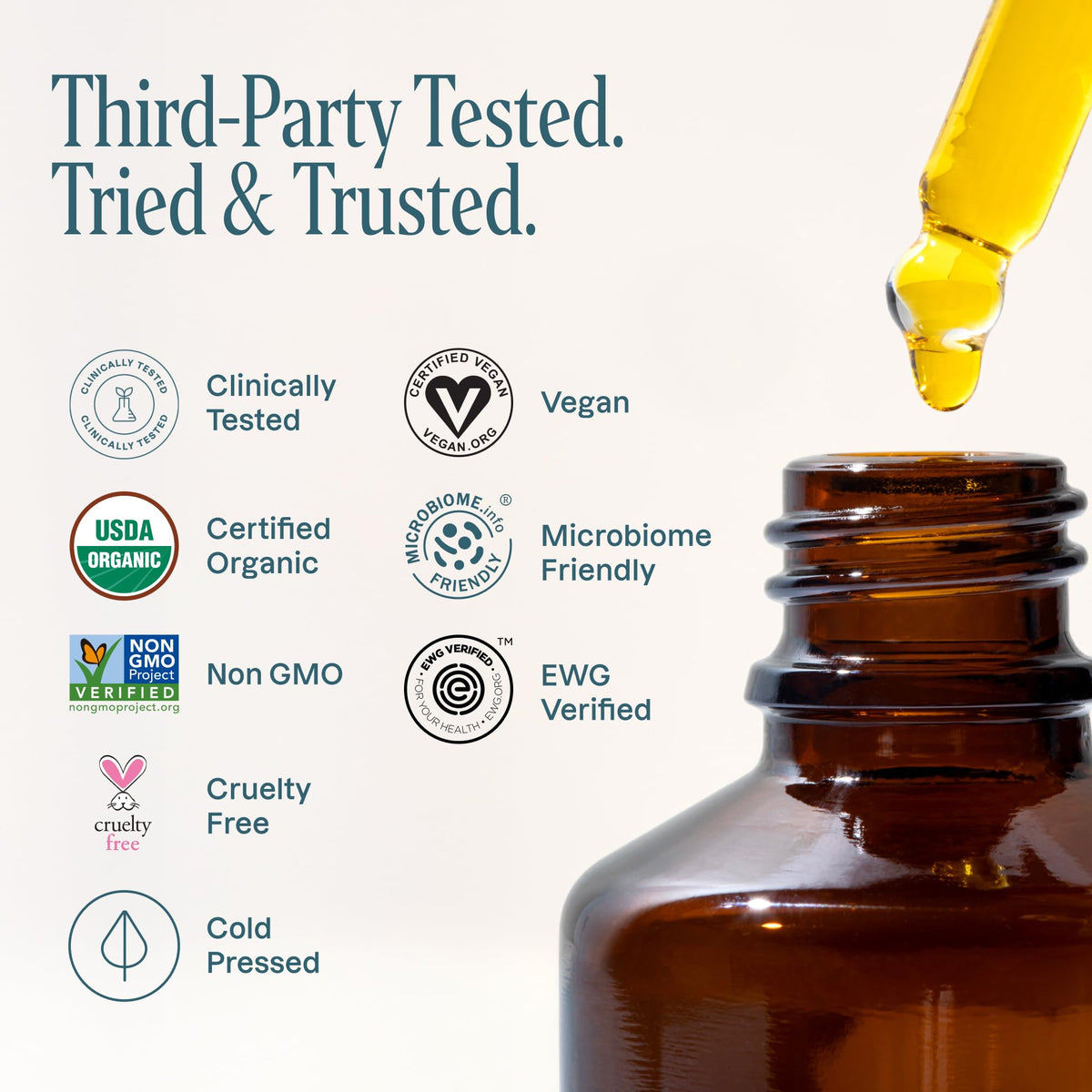 Cliganic organic jojoba oil bottle with cap indicating purity and versatility