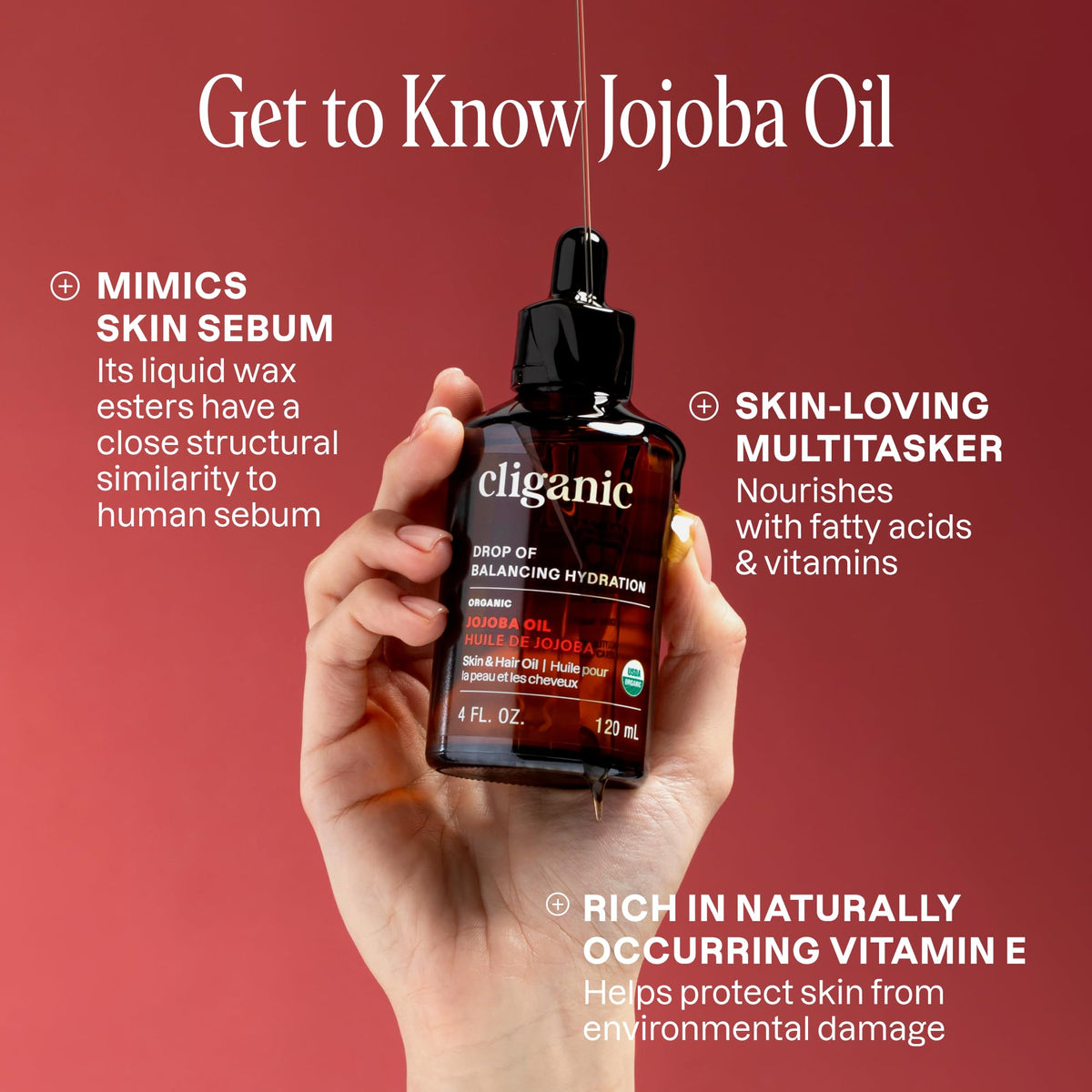 Cliganic organic jojoba oil gallon container on display