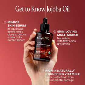 Cliganic organic jojoba oil gallon container on display