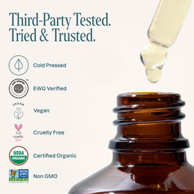 Cliganic Organic Pumpkin Seed Oil ingredients label highlighting single-ingredient formula