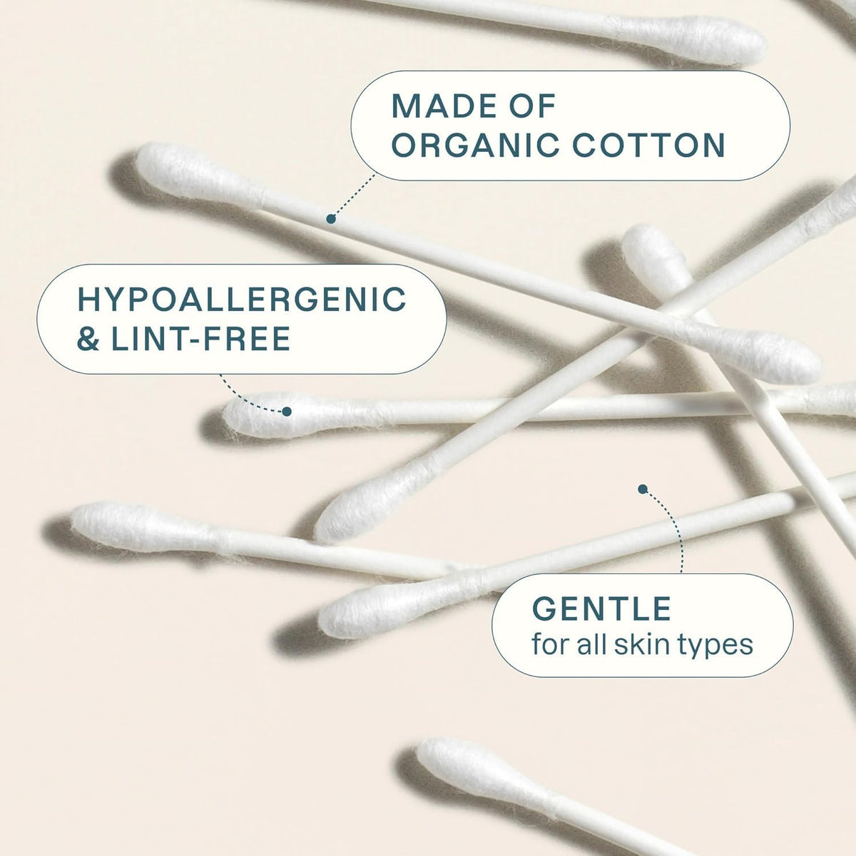 Cliganic soft and absorbent buds macro shot, ideal for delicate skincare and makeup tasks.